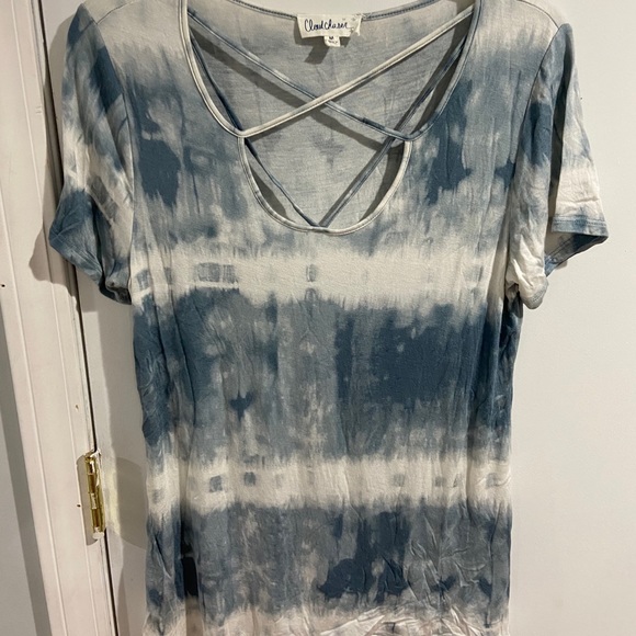 Tops - white and blue tie-dye t-shirt
